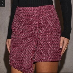 Vici Holiday Glamour Tweed Mini Skirt Mulberry Red Sparkle Large New W/O Tag